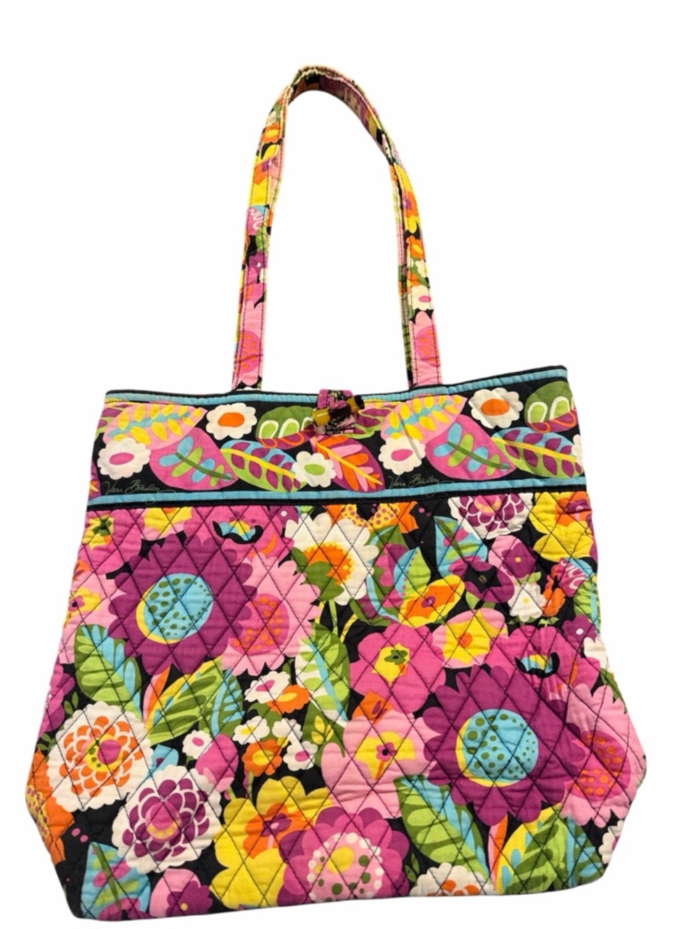 Vera Bradley Multicolor Floral Quilted Tote - Pink, Yellow, Green, Blue
